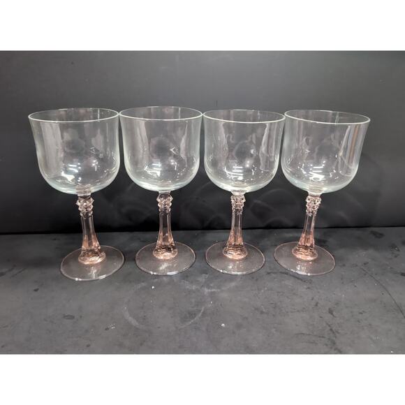 Cristal D'Arques Durand Blush Pink Wine Glasses, French Stemware, Set of 4, 8 Oz - Picture 4 of 9